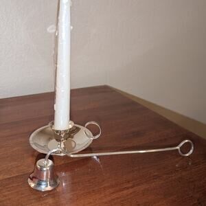 Silver Plate Candle Holder & Snuffer Set NWOT